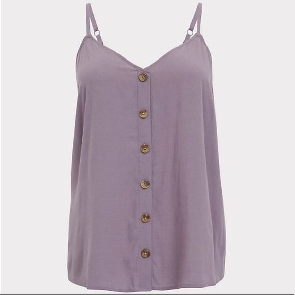 torrid Tops - Torrid Purple Rayon Crepe Button-Front Cami Tank Sleeveless Size 2x (18-20)